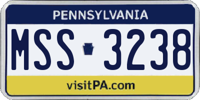 PA license plate MSS3238