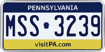 PA license plate MSS3239