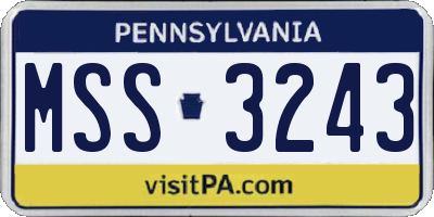 PA license plate MSS3243