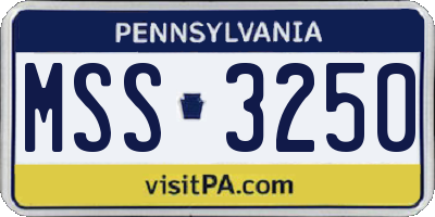 PA license plate MSS3250