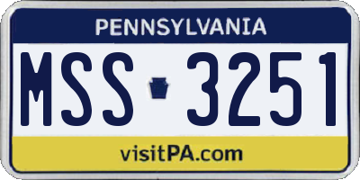 PA license plate MSS3251