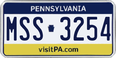 PA license plate MSS3254