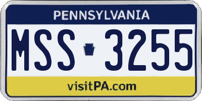 PA license plate MSS3255