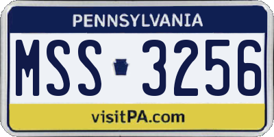 PA license plate MSS3256