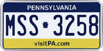 PA license plate MSS3258