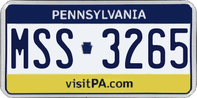 PA license plate MSS3265
