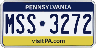 PA license plate MSS3272