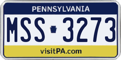 PA license plate MSS3273