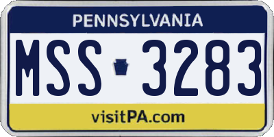 PA license plate MSS3283