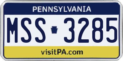 PA license plate MSS3285