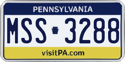 PA license plate MSS3288