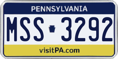 PA license plate MSS3292
