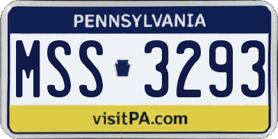 PA license plate MSS3293