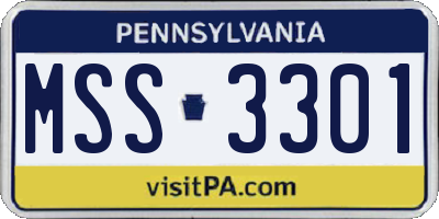 PA license plate MSS3301