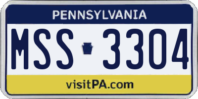 PA license plate MSS3304