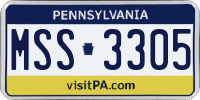 PA license plate MSS3305
