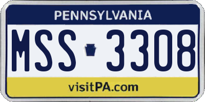 PA license plate MSS3308