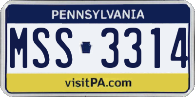PA license plate MSS3314