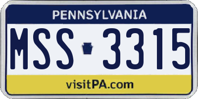 PA license plate MSS3315