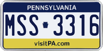 PA license plate MSS3316