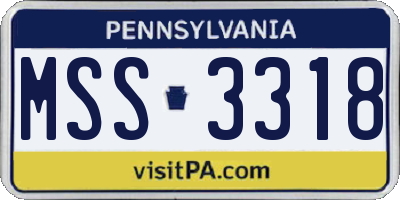 PA license plate MSS3318