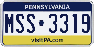 PA license plate MSS3319