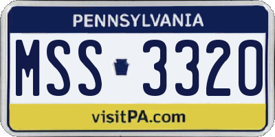 PA license plate MSS3320