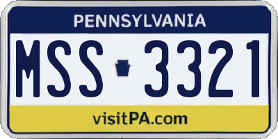 PA license plate MSS3321
