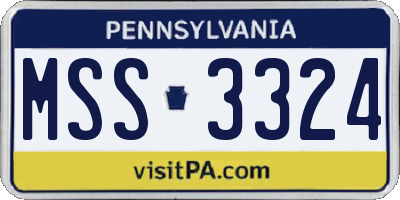PA license plate MSS3324