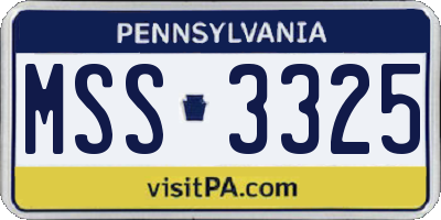 PA license plate MSS3325