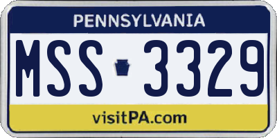 PA license plate MSS3329