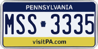 PA license plate MSS3335