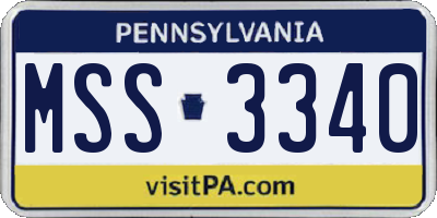 PA license plate MSS3340