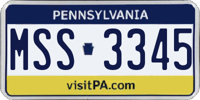 PA license plate MSS3345