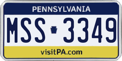 PA license plate MSS3349