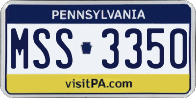 PA license plate MSS3350