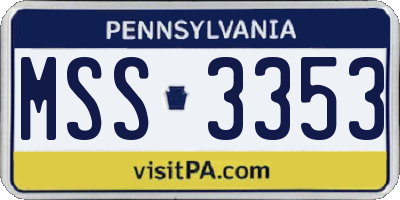 PA license plate MSS3353