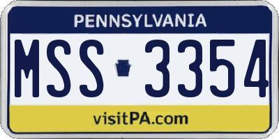 PA license plate MSS3354