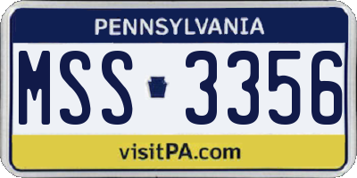 PA license plate MSS3356