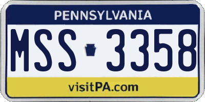 PA license plate MSS3358