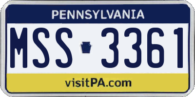 PA license plate MSS3361