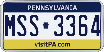 PA license plate MSS3364