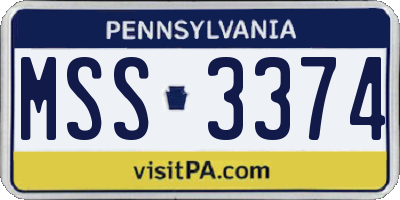 PA license plate MSS3374