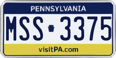 PA license plate MSS3375