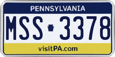 PA license plate MSS3378