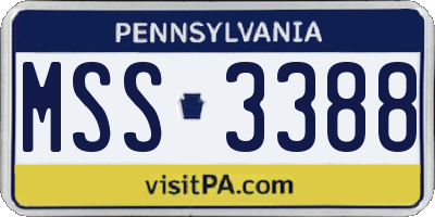 PA license plate MSS3388