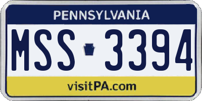 PA license plate MSS3394