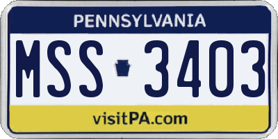 PA license plate MSS3403