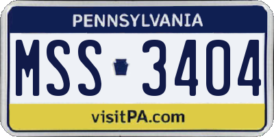 PA license plate MSS3404