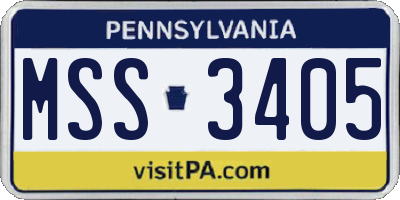PA license plate MSS3405